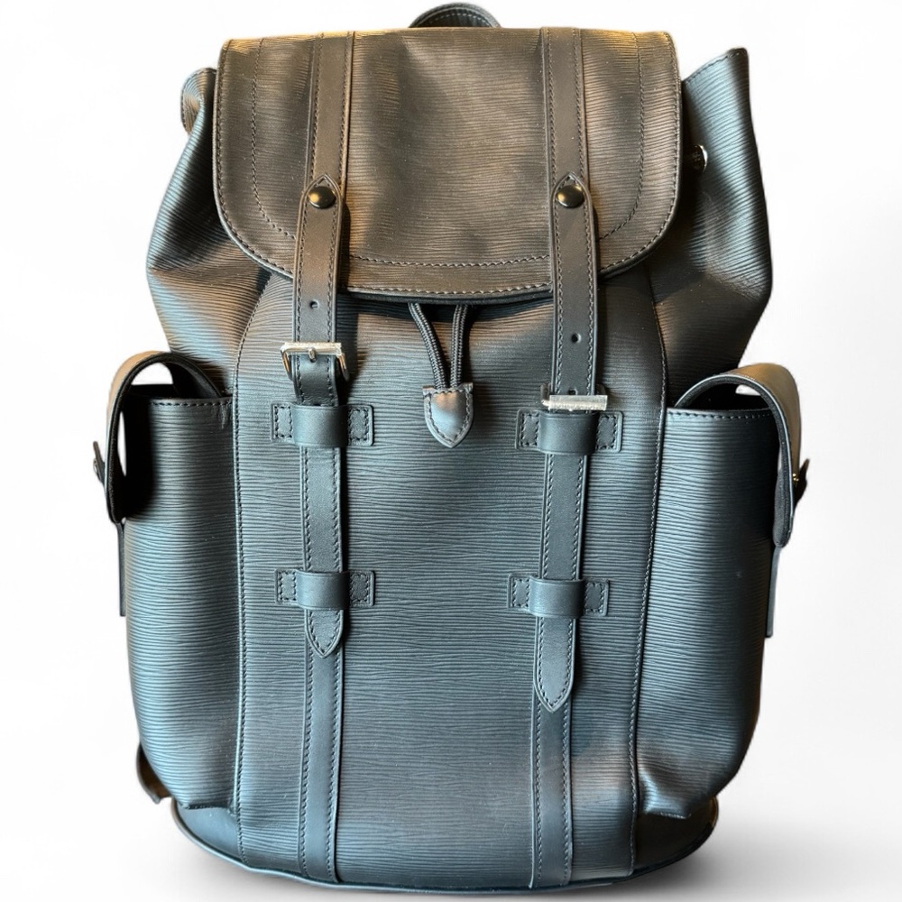 Louis Vuitton Christopher MM Backpack – Black Epi Leather, Full Set